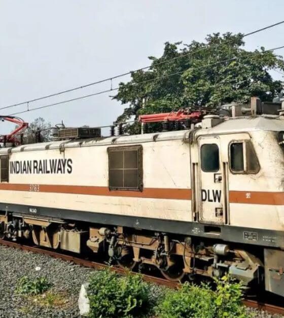 Amrit Bharat Express train in Bihar with scenic background
