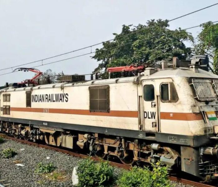Amrit Bharat Express train in Bihar with scenic background