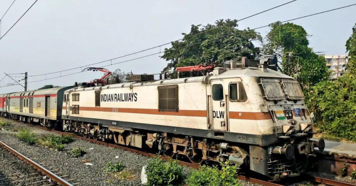 Amrit Bharat Express train in Bihar with scenic background