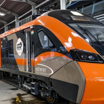 Saharanpur–Lucknow Vande Bharat Express train at station platform with passengers, modern coach design, and comfort features in focus.