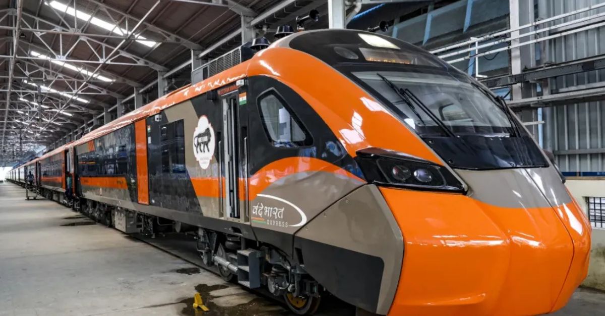 Saharanpur–Lucknow Vande Bharat Express train at station platform with passengers, modern coach design, and comfort features in focus.